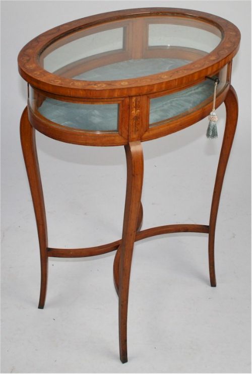 Edwardian Satinwood Inlaid Oval Bijouterie Table