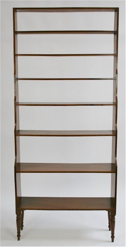 Fine Regency Mahogany Tall Waterfall Open Bookcase.