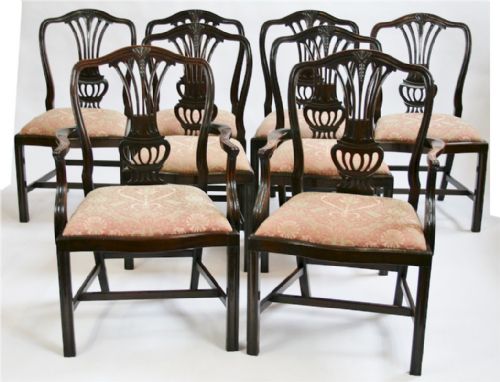 C1900. George 111 Hepplewhite 'Style' Mahogany Set of 6 & 2 Dining Chairs.