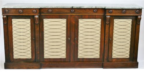 William 1v Rosewood Inverted Breakfront 4 Door Side Cabinet