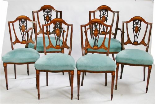 Good Quality Edwardian Inlaid Rosewood Set of 4 & 2 Chairs.