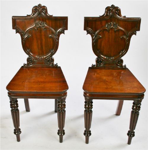 William 1v Mahogany Pair of Hallchairs