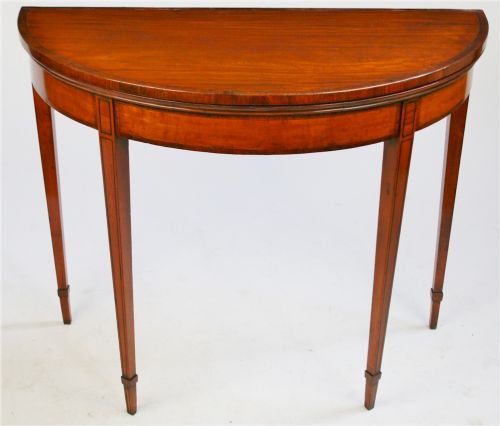 George 111 Satinwood Demi Lune Card Table.
