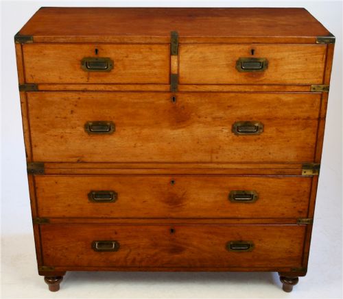 Victorian Mahogany 2 Part Military Brass Bound Chest