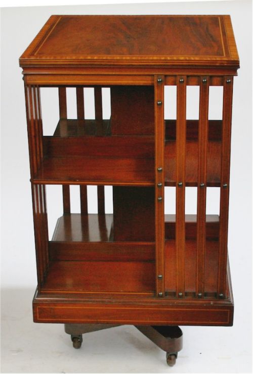 Edwardian Inlaid Mahogany Revolving Bookcase by Maple & Co.