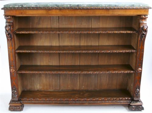 Victorian Walnut Large Open Bookcase