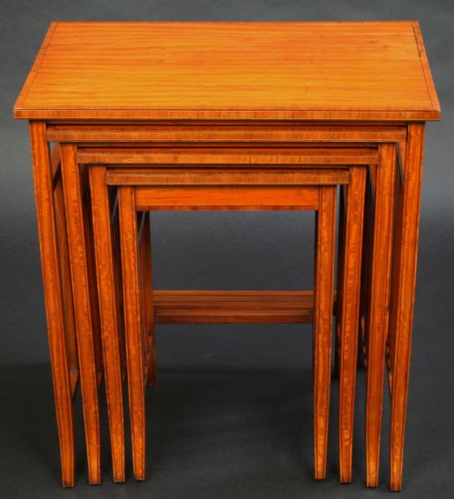 Edwardian Satinwood Inlaid Nest of 4 Tables.