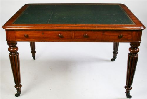 William 1v Mahogany 2 Drawer Writing Table Stamped W&c Wilkinson.