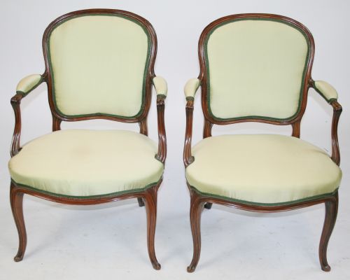 Mid 19c Mahogany Pair of 'Hepplewhite Style' Open Armchairs.