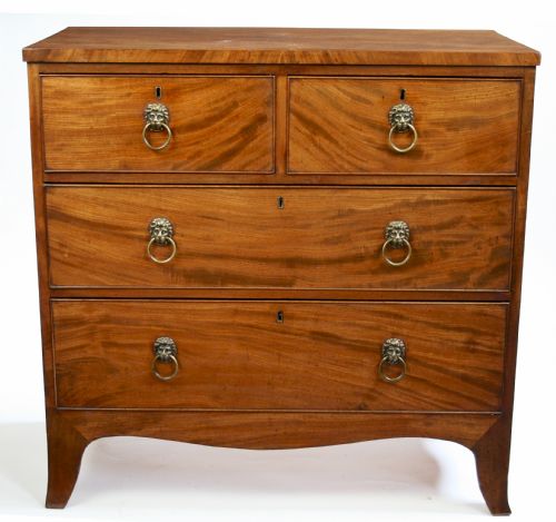 George 1v Mahogany Chest of 2 Short & 2 Long Oak Lined Drawers.