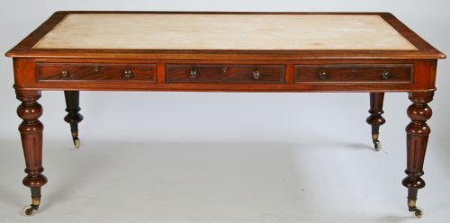 Victorian Mahogany 6 Drawer Partners Writing Table.