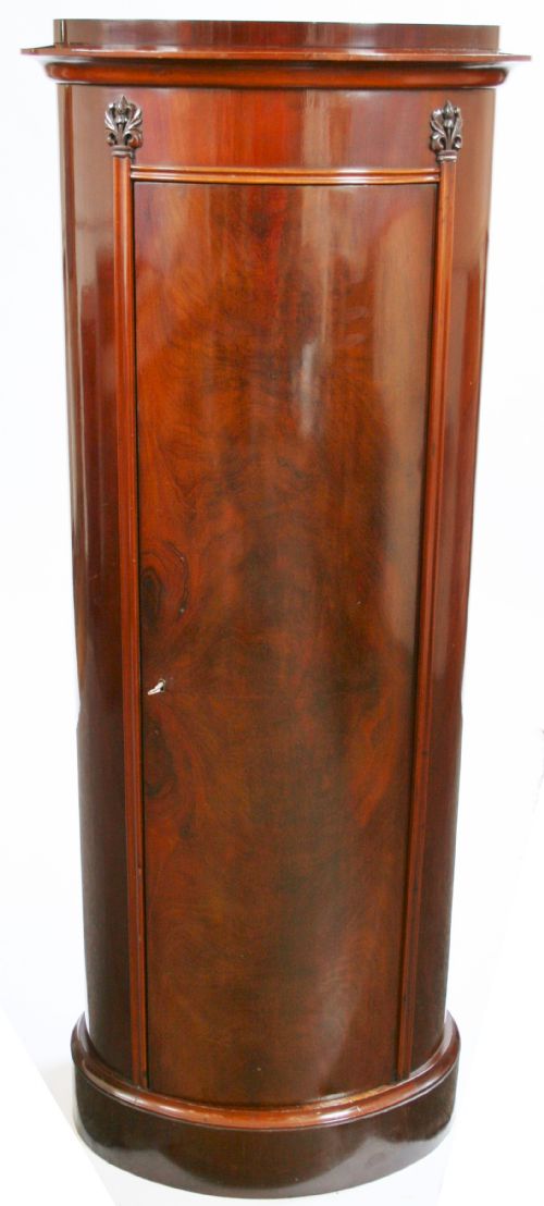 Victorian Mahogany Half Round Pedestal Cupboard.
