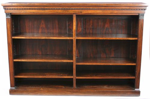 William 1v Rosewood Open Bookcase Having 6 Adjustable Shelves in 2 Sections.