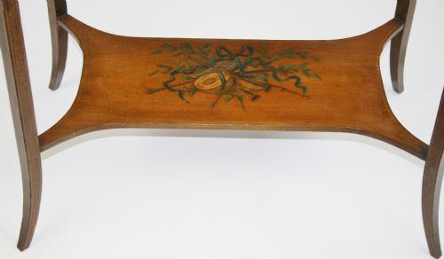 EDWARDIAN MAHOGANY BIJOUTERIE TABLE WITH FLORAL PAINTED DECORATION - ADDITIONAL PHOTO 2