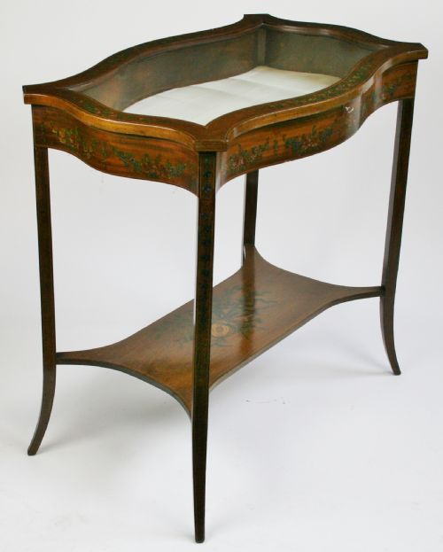 EDWARDIAN MAHOGANY BIJOUTERIE TABLE WITH FLORAL PAINTED DECORATION - ADDITIONAL PHOTO 5