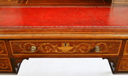 EDWARDIAN INLAID MAHOGANY 5 DRAWER WRITING DESK - ADDITIONAL PHOTO 7
