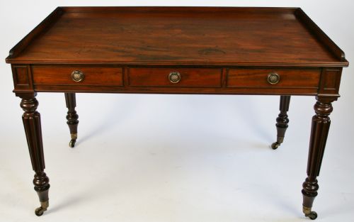 William 1v Mahogany 3 Drawer Side Table in the Manner of Gillows.