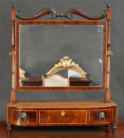 George 111 Mahogany Dressing Mirror Having 3 Drawers to D Shaped Base.