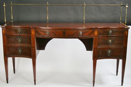 George 111 Inlaid Mahogany Serpentine Sideboard.