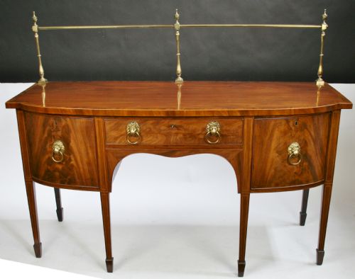 George 111 Mahogany Bowfront Sideboard with Brass Gallery to Back.