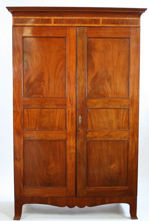 George 111 Figured Mahogany 2 Door 'Jersey' Wardrobe.