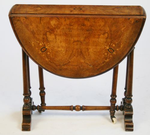 Victorian Inlaid Figured Walnut Small Sutherland Table.