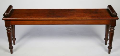 Victorian Mahogany 'Roll End' Hall Bench.