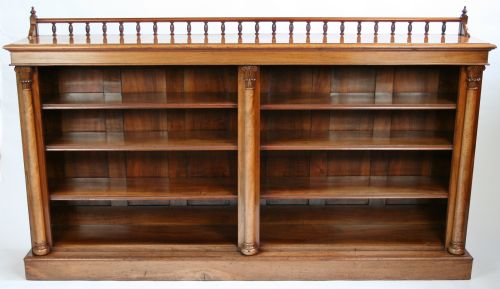 Early Victorian Walnut Open Bookcase.