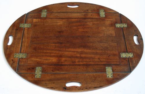 George 111 Mahogany Oval Butlers Tray with Folding Sides.