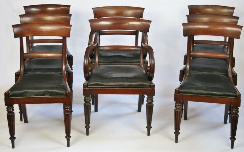 William 1v Mahogany Set of 6 & 2 Dining Chairs.