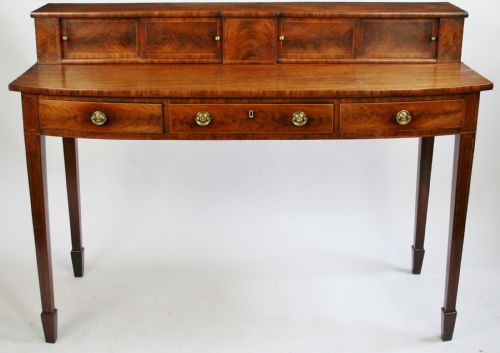 George 111 Mahogany 3 Drawer Bow Front  Serving Table.