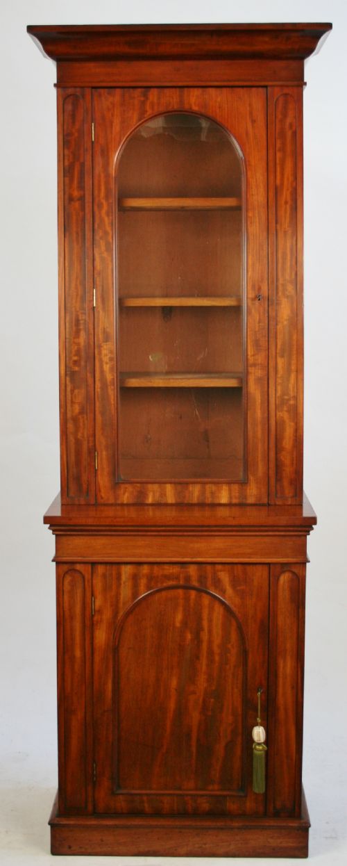 Victorian Mahogany Narrow Cupboard Base 1 Door Bookcase.