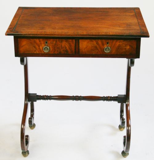 George 1v Mahogany 2 Drawer End Support Table.