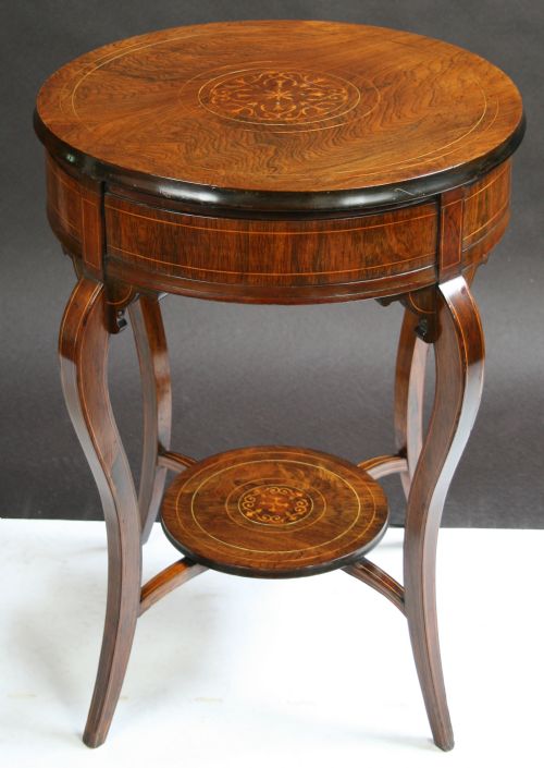 Edwardian Inlaid Rosewood Circular 4 Drawer Drum Table.