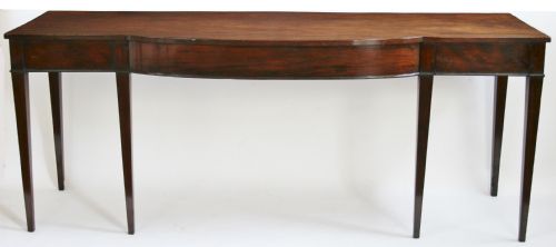 George 111 Mahogany Serving Table Having Bow Fronted Centre.