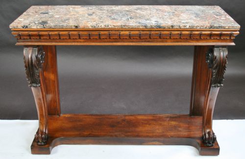 Regency Rosewood Marble Top Console Table.