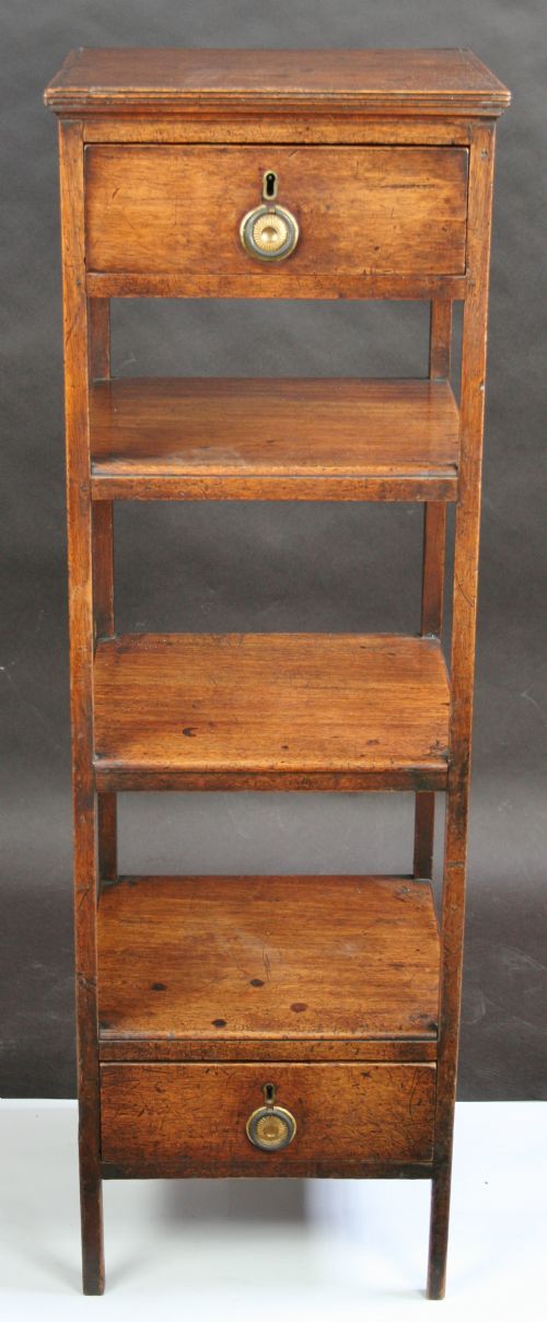 George 111 Mahogany 4 Tier Whatnot with 2 Drawers.