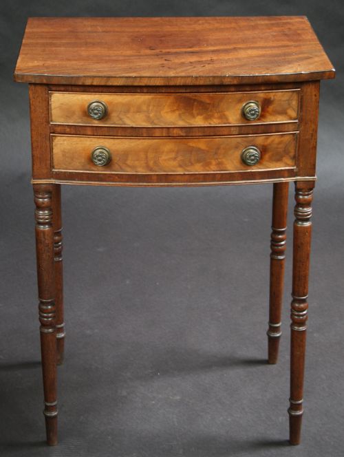 George 1v Mahogany 2 Drawer Bow Front Side Table.