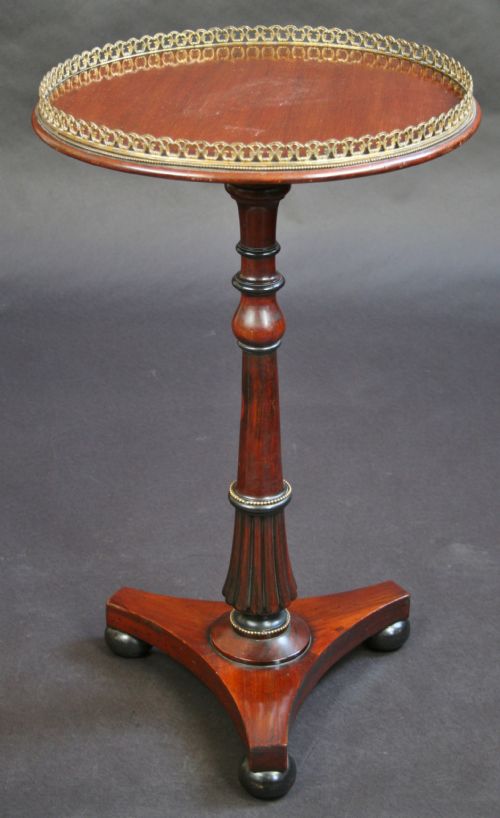 Regency Mahogany Circular Occasional Table Having Brass Gallery.