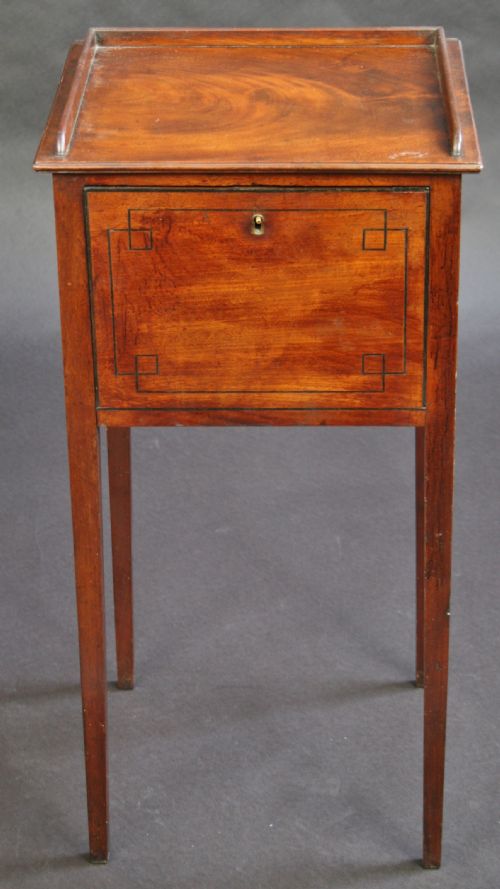 Regency Mahogany Ebony Strung Bedside Cupboard.