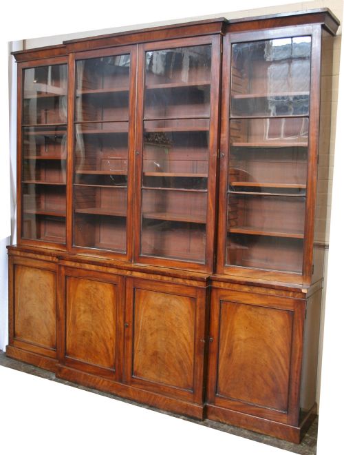 George 1v Mahogany 4 Door Breakfront Bookcase.