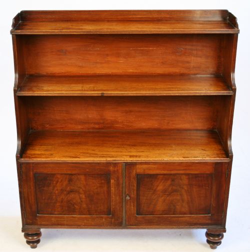 George 111 Mahogany Small Waterfall Cupboard Base Bookcase.