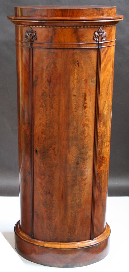 Mid 19c North European Flared Mahogany Oval Pedestal Cupboard.