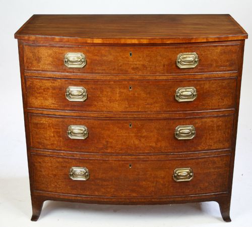 George 111 Mahogany Bow Chest of 4 Long Drawers.