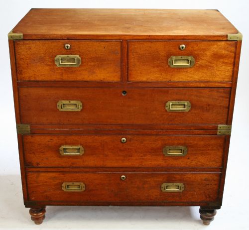 Victorian Mahogany Brass Bound Small Military Chest.