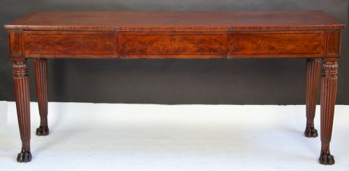 George 1v Mahogany Ebony Strung 3 Drawer Serving Table.