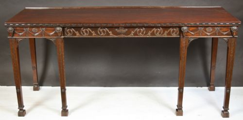 Late 19c Mahogany 'Adam Style' 1 Drawer Serving Table on 6 Legs.