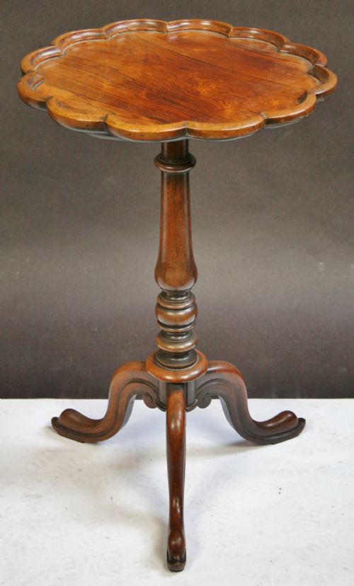 William 1v Rosewood Scalloped Top Tripod Wine Table.
