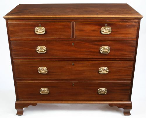 George 111 Mahogany Chest of 2 Short & 3 Long Cedar Lined Drawers.