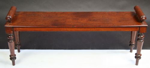 Victorian Mahogany 'Roll End' Hall Bench.